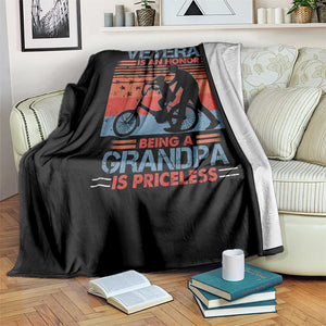 Veteran Grandpa Throw Blanket Being A Veteran Is An Honor Being A Grandpa Is Priceless TS11 Print Your Wear