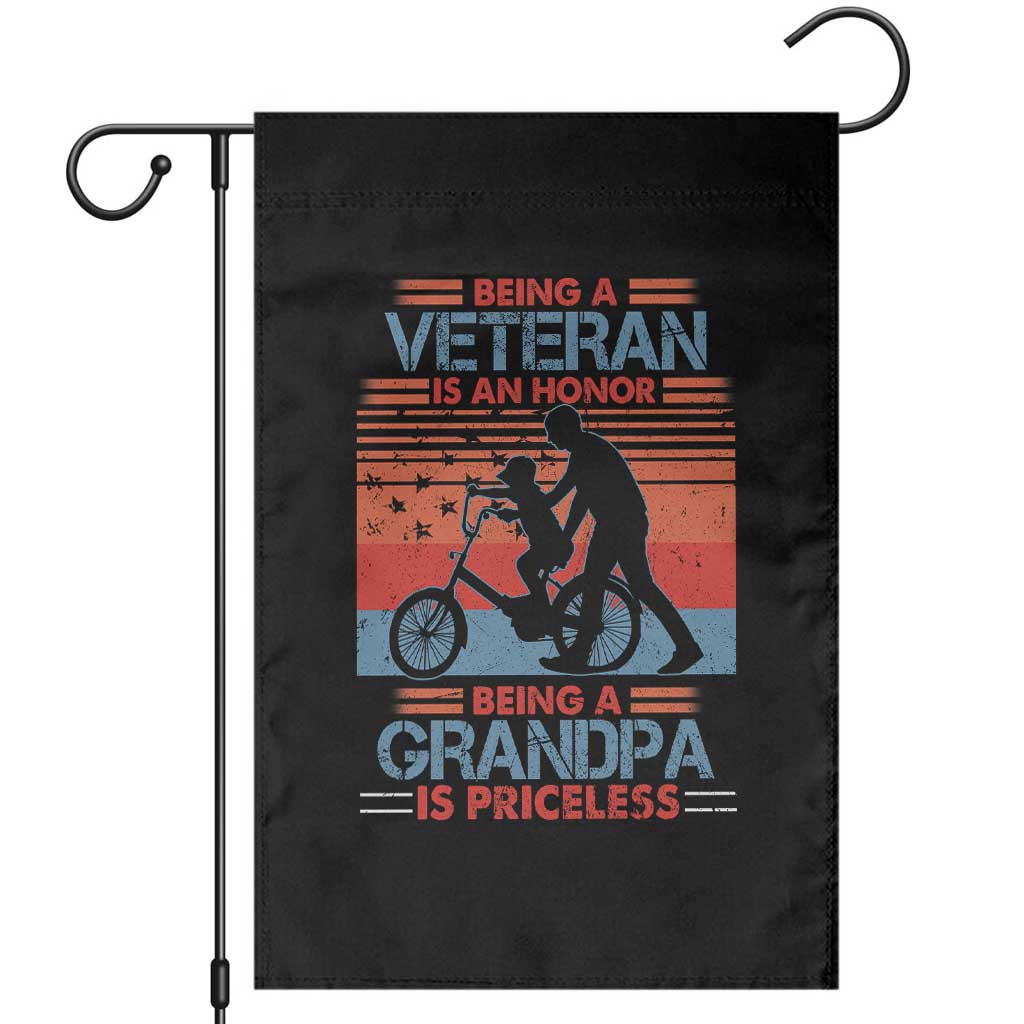 Veteran Grandpa Garden Flag Being A Veteran Is An Honor Being A Grandpa Is Priceless TS11 Black Print Your Wear
