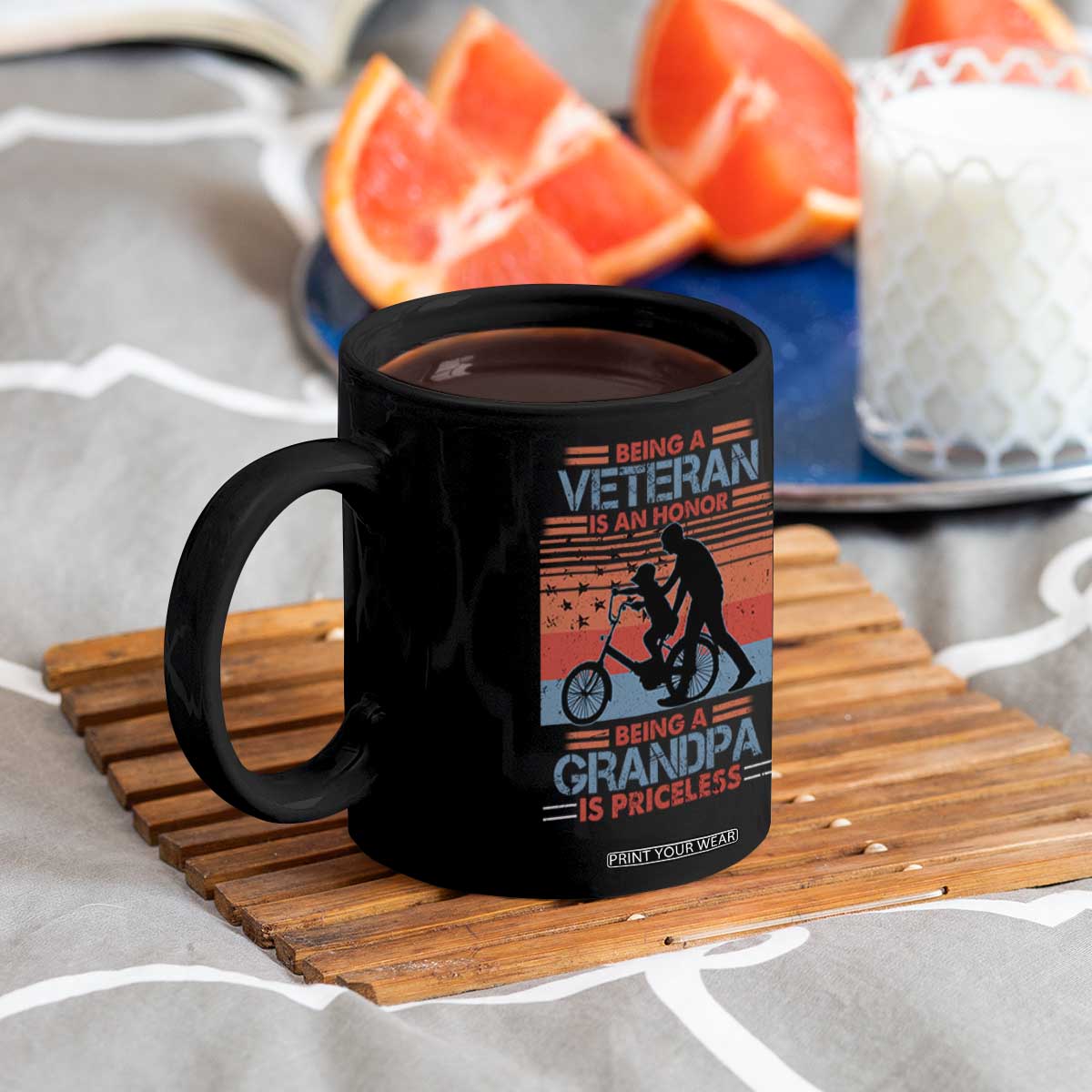 Veteran Grandpa Coffee Mug Being A Veteran Is An Honor Being A Grandpa Is Priceless TS11 Print Your Wear