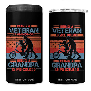 Veteran Grandpa 4 in 1 Can Cooler Tumbler Being A Veteran Is An Honor Being A Grandpa Is Priceless TS11 One Size: 16 oz Black Print Your Wear