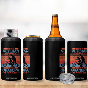 Veteran Grandpa 4 in 1 Can Cooler Tumbler Being A Veteran Is An Honor Being A Grandpa Is Priceless TS11 Print Your Wear