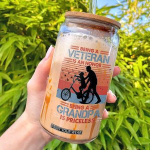 Veteran Grandpa Glass Can Being A Veteran Is An Honor Being A Grandpa Is Priceless TS11 Black Print Your Wear