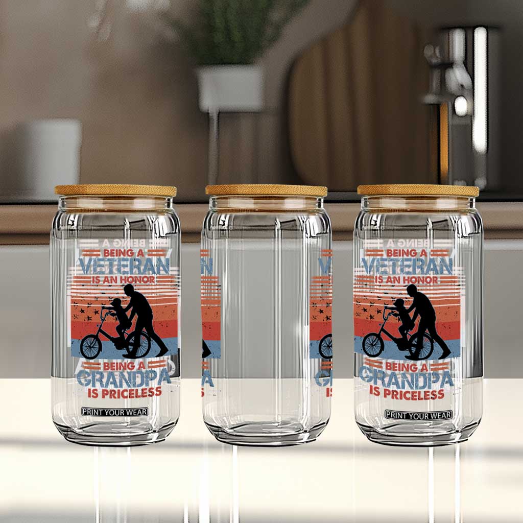Veteran Grandpa Glass Can Being A Veteran Is An Honor Being A Grandpa Is Priceless TS11 Print Your Wear