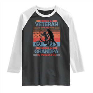 Veteran Grandpa Raglan Shirt Being A Veteran Is An Honor Being A Grandpa Is Priceless TS11 Black White Print Your Wear