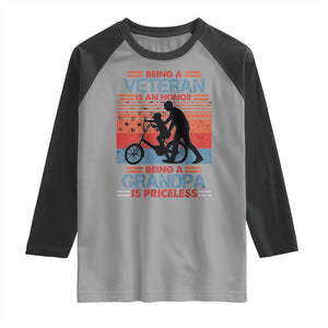Veteran Grandpa Raglan Shirt Being A Veteran Is An Honor Being A Grandpa Is Priceless TS11 Sport Gray Black Print Your Wear