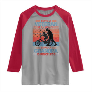 Veteran Grandpa Raglan Shirt Being A Veteran Is An Honor Being A Grandpa Is Priceless TS11 Sport Gray Red Print Your Wear