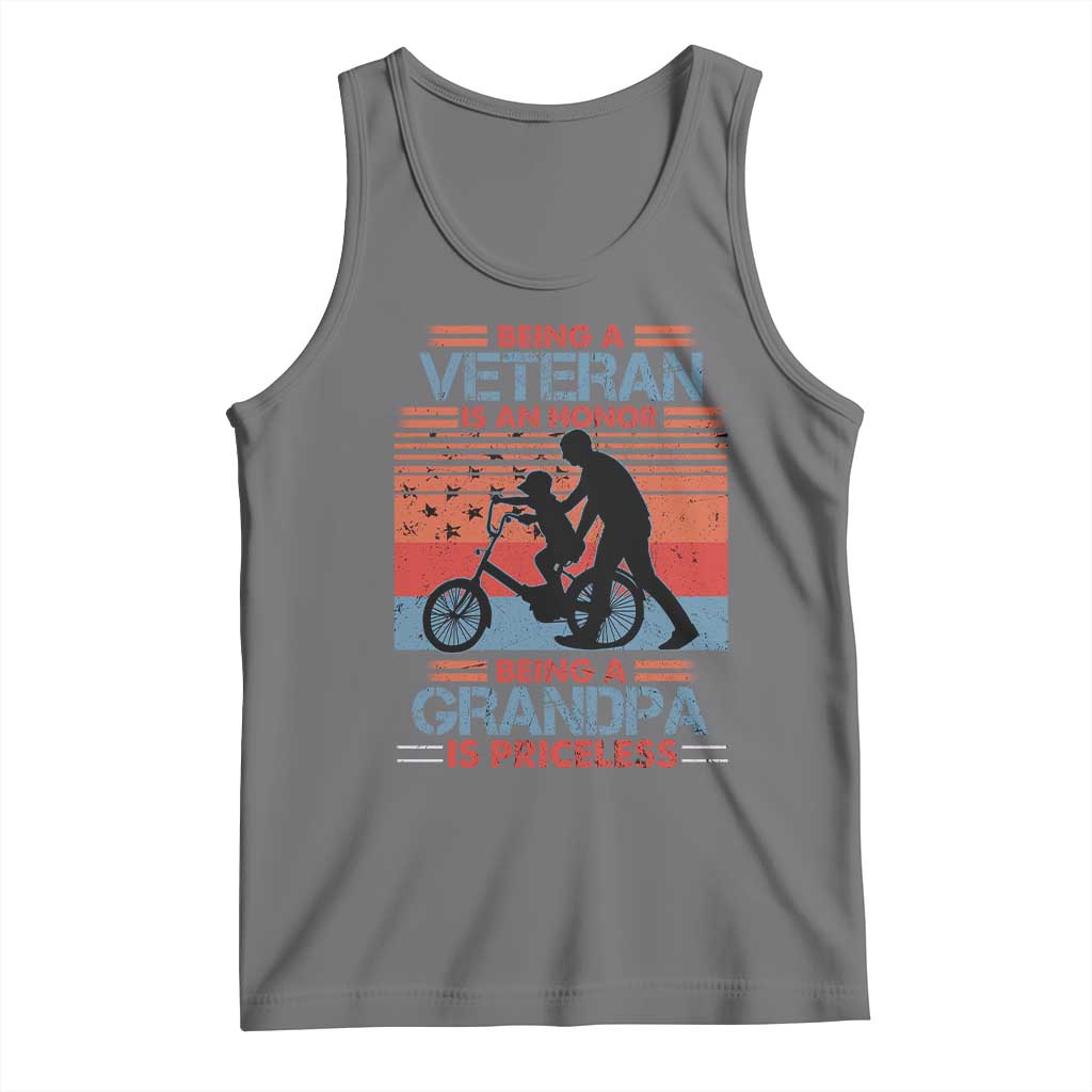 Veteran Grandpa Tank Top Being A Veteran Is An Honor Being A Grandpa Is Priceless TS11 Black Heather Print Your Wear