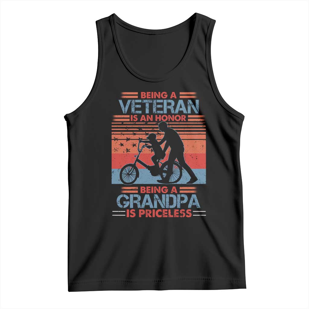 Veteran Grandpa Tank Top Being A Veteran Is An Honor Being A Grandpa Is Priceless TS11 Black Print Your Wear