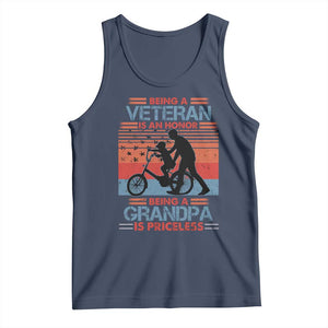 Veteran Grandpa Tank Top Being A Veteran Is An Honor Being A Grandpa Is Priceless TS11 Navy Print Your Wear