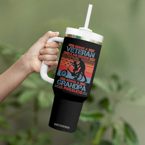 Veteran Grandpa Tumbler With Handle Being A Veteran Is An Honor Being A Grandpa Is Priceless TS11 Print Your Wear