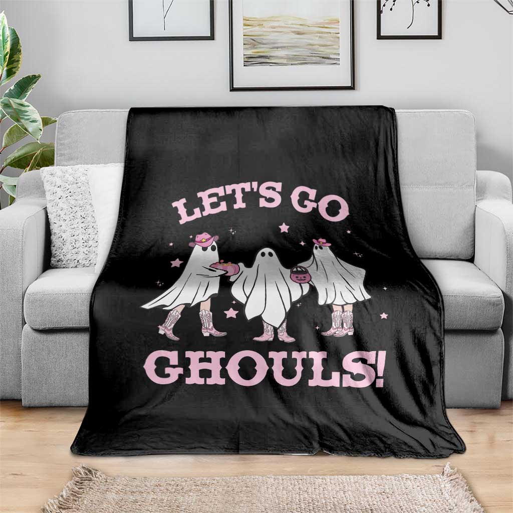 Funny Halloween Throw Blanket Let's Go Ghouls Cowgirl Western Ghost TS11 Print Your Wear