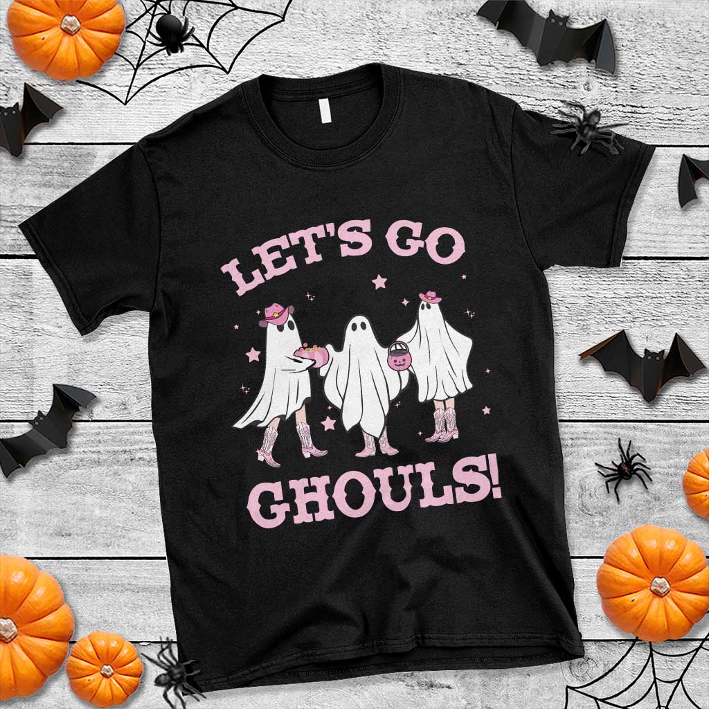 Funny Halloween T Shirt Let's Go Ghouls Cowgirl Western Ghost TS11 Black Print Your Wear
