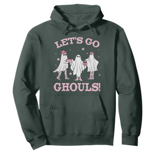 Funny Halloween Hoodie Let's Go Ghouls Cowgirl Western Ghost TS11 Dark Forest Green Print Your Wear