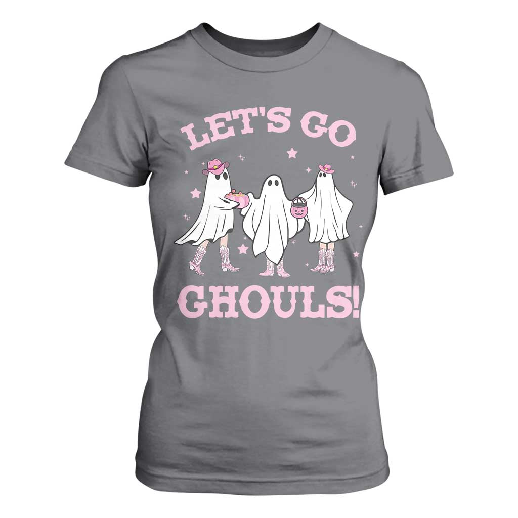 Funny Halloween T Shirt For Women Let's Go Ghouls Cowgirl Western Ghost TS11 Charcoal Print Your Wear