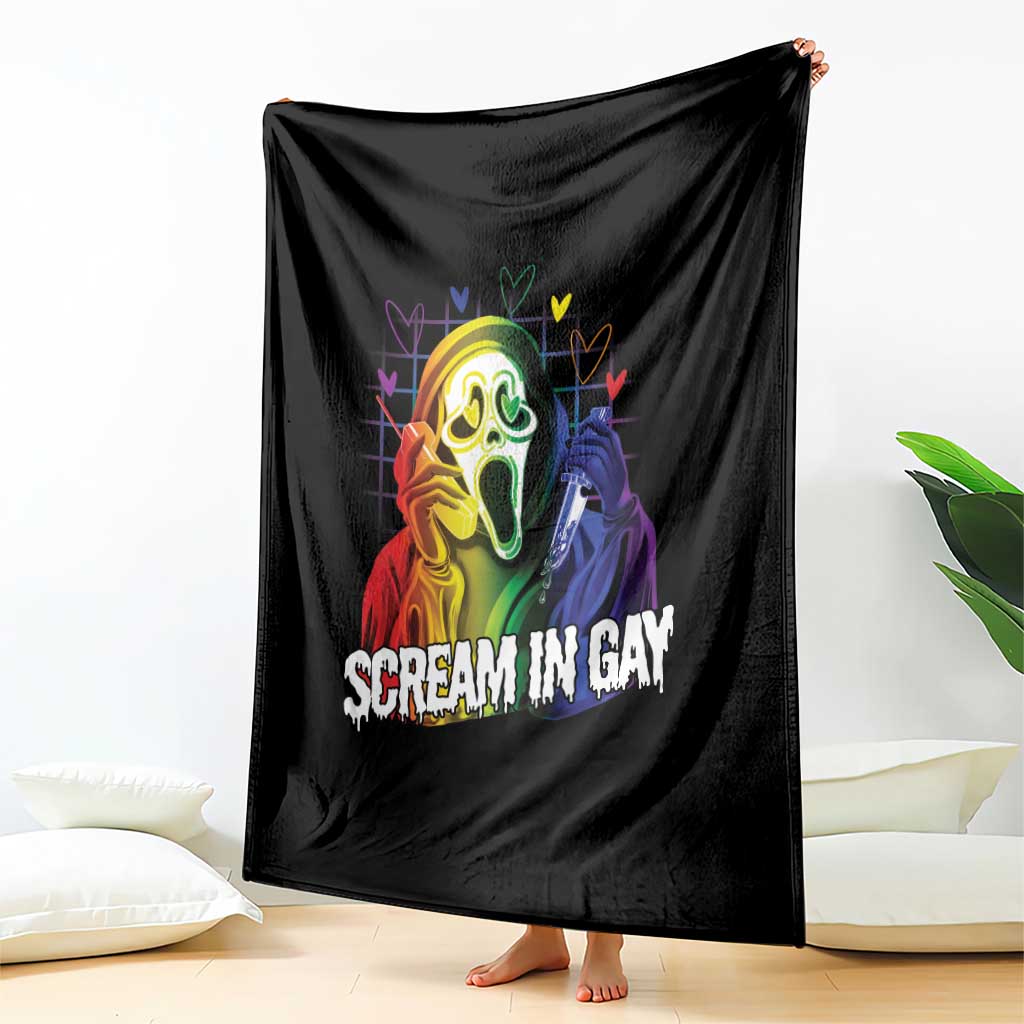 Halloween LGBT Throw Blanket Scream In Gay Ghost Murderer Rainbow TS11 Print Your Wear