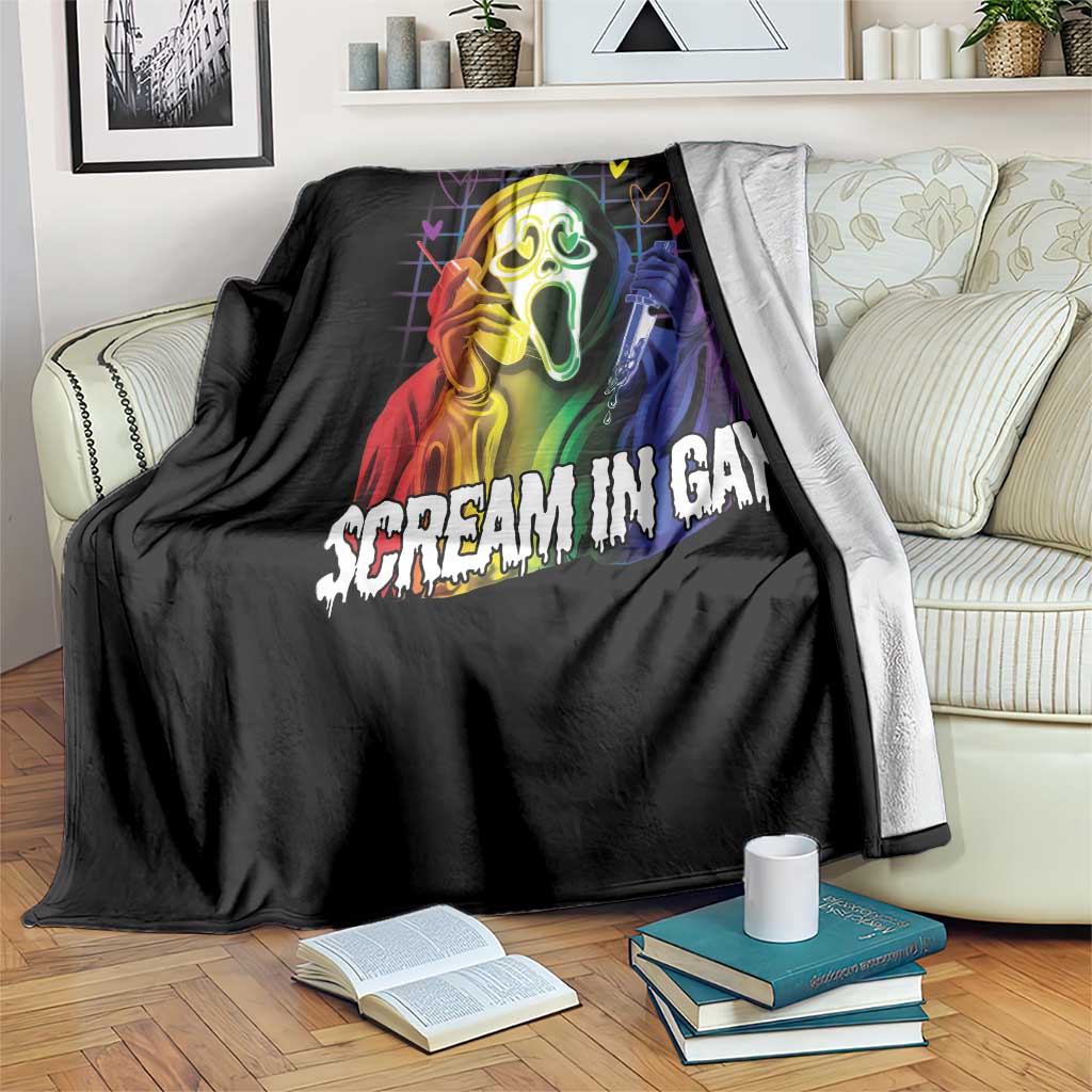 Halloween LGBT Throw Blanket Scream In Gay Ghost Murderer Rainbow TS11 Print Your Wear