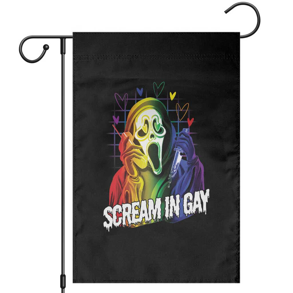 Halloween LGBT Garden Flag Scream In Gay Ghost Murderer Rainbow TS11 Black Print Your Wear
