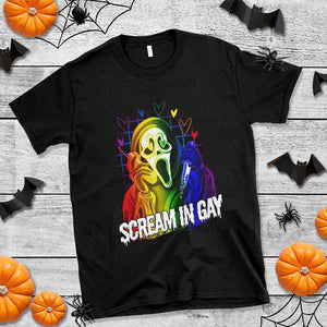 Halloween LGBT T Shirt Scream In Gay Ghost Murderer Rainbow TS11 Black Print Your Wear