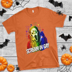 Halloween LGBT T Shirt Scream In Gay Ghost Murderer Rainbow TS11 Orange Print Your Wear