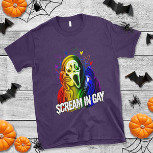 Halloween LGBT T Shirt Scream In Gay Ghost Murderer Rainbow TS11 Purple Print Your Wear