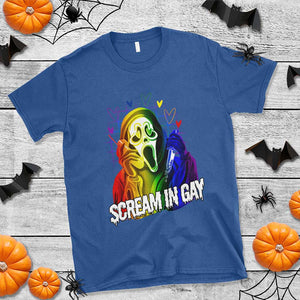 Halloween LGBT T Shirt Scream In Gay Ghost Murderer Rainbow TS11 Royal Blue Print Your Wear