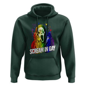 Halloween LGBT Hoodie Scream In Gay Ghost Murderer Rainbow TS11 Dark Forest Green Print Your Wear