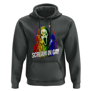 Halloween LGBT Hoodie Scream In Gay Ghost Murderer Rainbow TS11 Dark Heather Print Your Wear