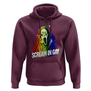 Halloween LGBT Hoodie Scream In Gay Ghost Murderer Rainbow TS11 Maroon Print Your Wear