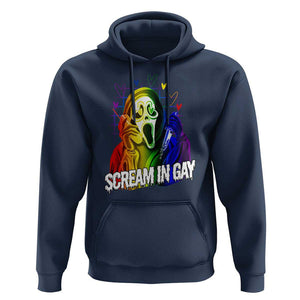 Halloween LGBT Hoodie Scream In Gay Ghost Murderer Rainbow TS11 Navy Print Your Wear