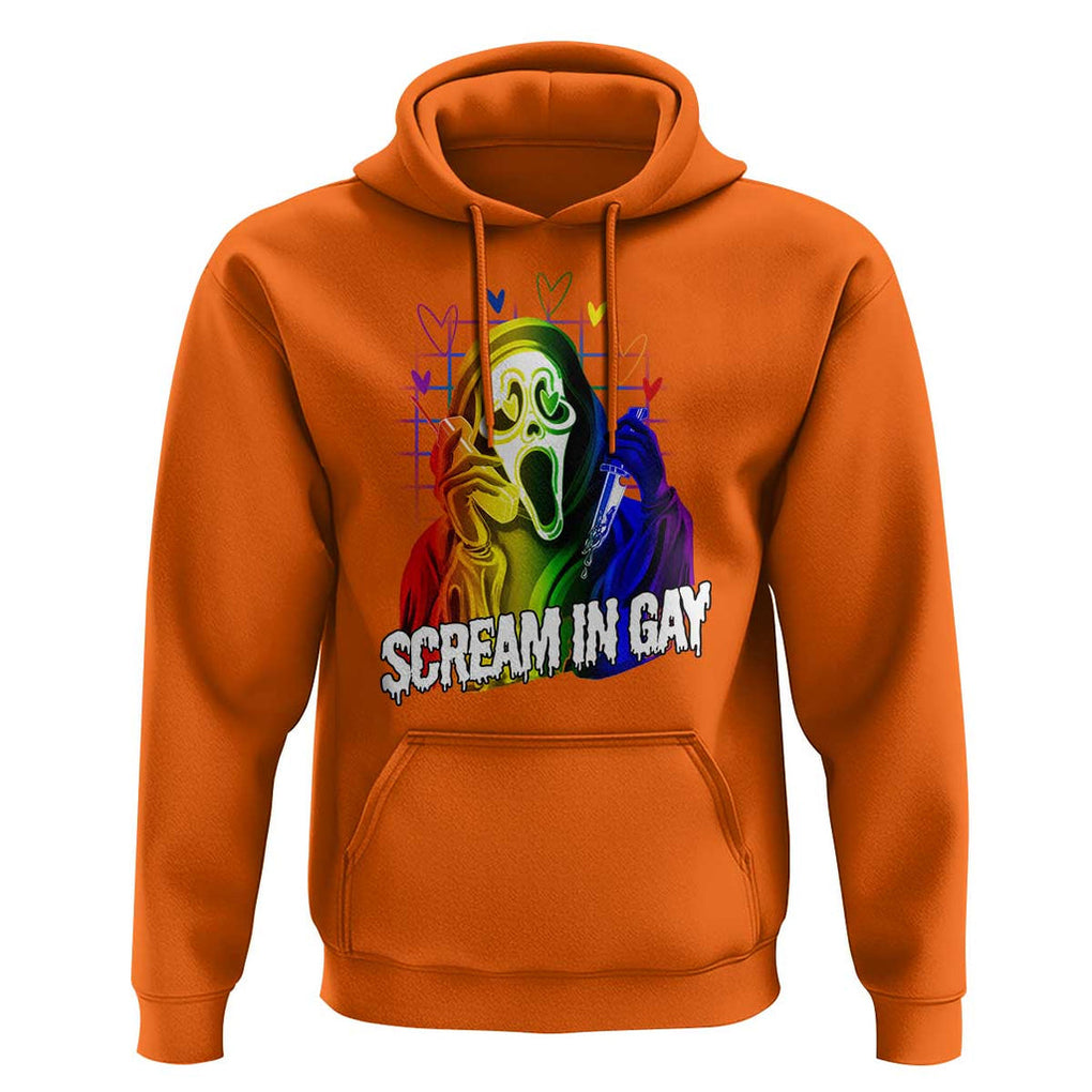 Halloween LGBT Hoodie Scream In Gay Ghost Murderer Rainbow TS11 Orange Print Your Wear