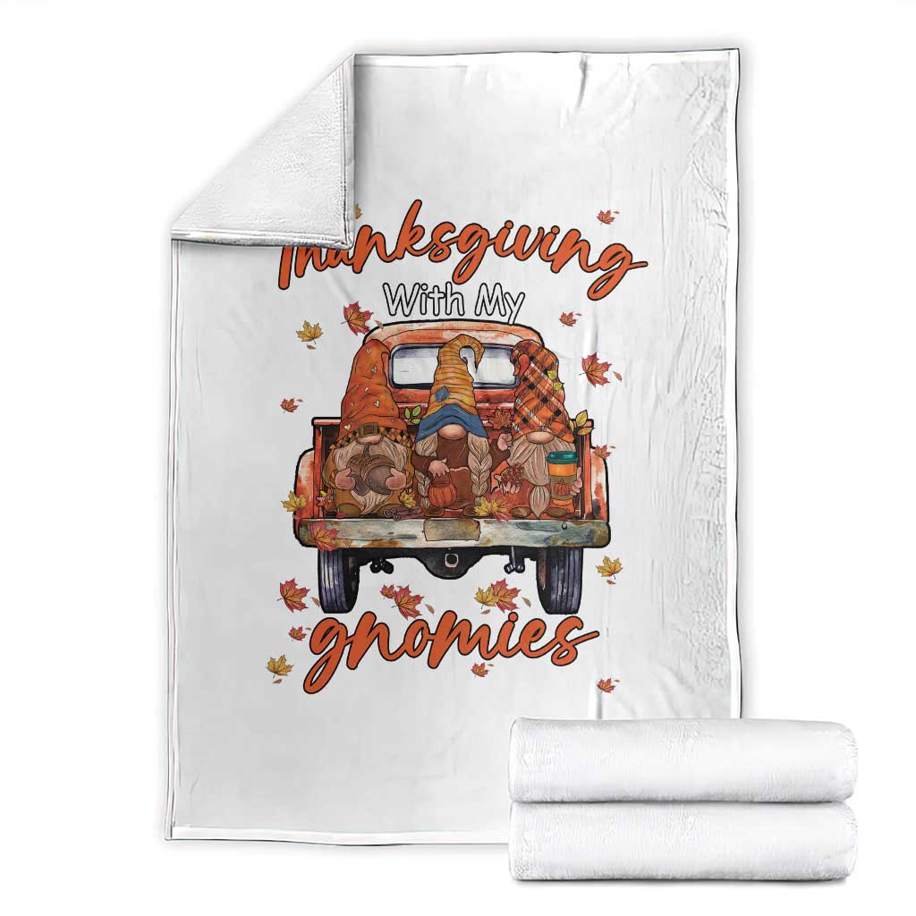 Thanksgiving Day Throw Blanket Thanksgiving With My Gnomies Car Fall Season TS11 White Print Your Wear