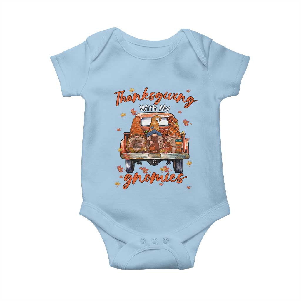 Thanksgiving Day Baby Onesie Thanksgiving With My Gnomies Car Fall Season TS11 Light Blue Print Your Wear