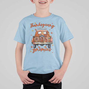 Thanksgiving Day T Shirt For Kid Thanksgiving With My Gnomies Car Fall Season TS11 Light Blue Print Your Wear