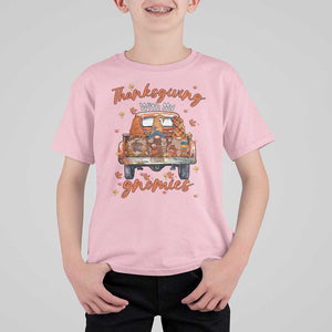 Thanksgiving Day T Shirt For Kid Thanksgiving With My Gnomies Car Fall Season TS11 Light Pink Print Your Wear