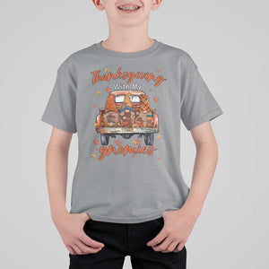 Thanksgiving Day T Shirt For Kid Thanksgiving With My Gnomies Car Fall Season TS11 Sport Gray Print Your Wear