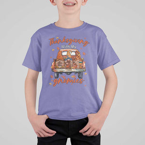 Thanksgiving Day T Shirt For Kid Thanksgiving With My Gnomies Car Fall Season TS11 Violet Print Your Wear