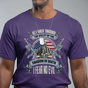 Veterans T Shirt As I Walk Through The Valley Of The Shadow Of Death I Fear No Evil TS11 Purple Print Your Wear