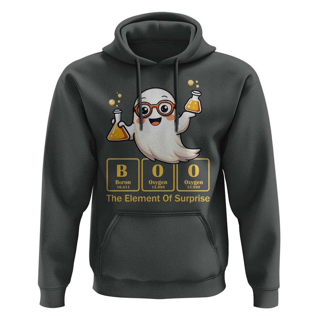 Halloween Chemistry Hoodie Boo The Element Of Surprise Ghost Nerd TS11 Dark Heather Print Your Wear