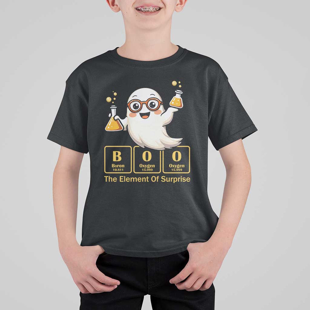 Halloween Chemistry T Shirt For Kid Boo The Element Of Surprise Ghost Nerd TS11 Black Print Your Wear