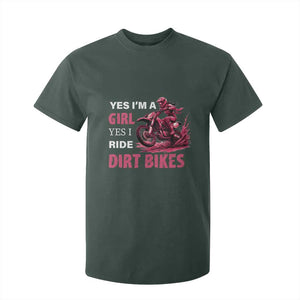 Yes I'm A Girl Yes I Ride Dirt Bikes T Shirt For Kid Motocross Biker TS11 Dark Forest Green Print Your Wear