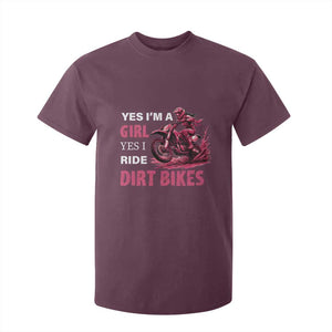 Yes I'm A Girl Yes I Ride Dirt Bikes T Shirt For Kid Motocross Biker TS11 Maroon Print Your Wear