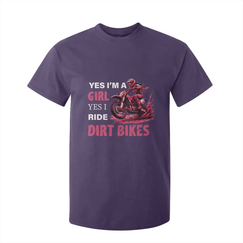 Yes I'm A Girl Yes I Ride Dirt Bikes T Shirt For Kid Motocross Biker TS11 Purple Print Your Wear