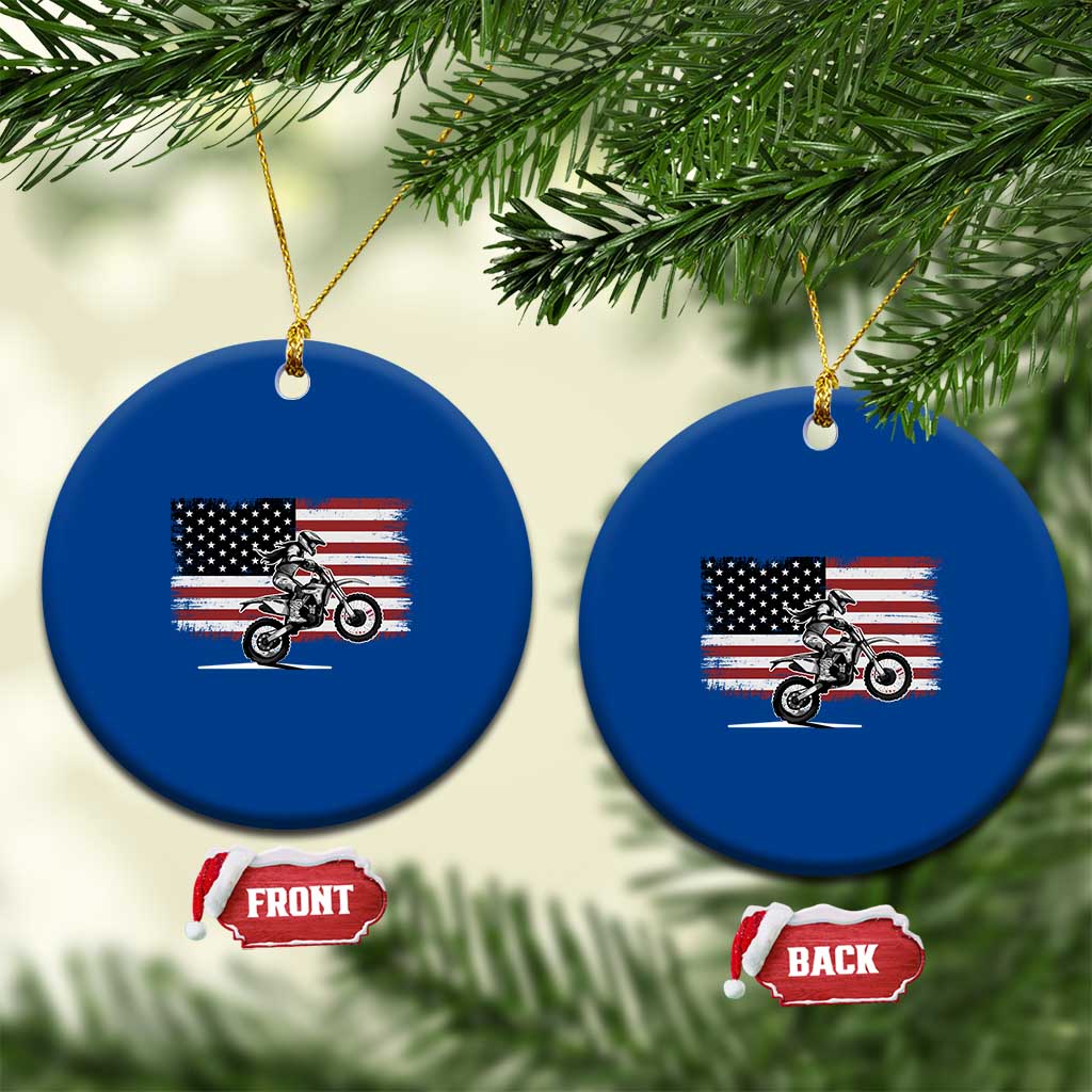 Dirt Bike Woman Rider Ceramic Ornament American Flag Motocross Biker TS11 1pc Blue Print Your Wear