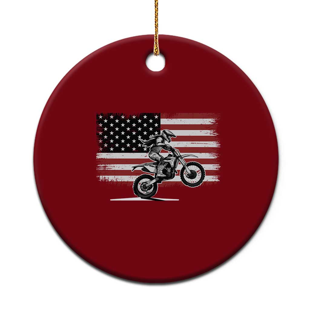 Dirt Bike Woman Rider Ceramic Ornament American Flag Motocross Biker TS11 1pc Red Print Your Wear