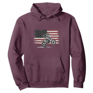 Dirt Bike Woman Rider Hoodie American Flag Motocross Biker TS11 Maroon Print Your Wear