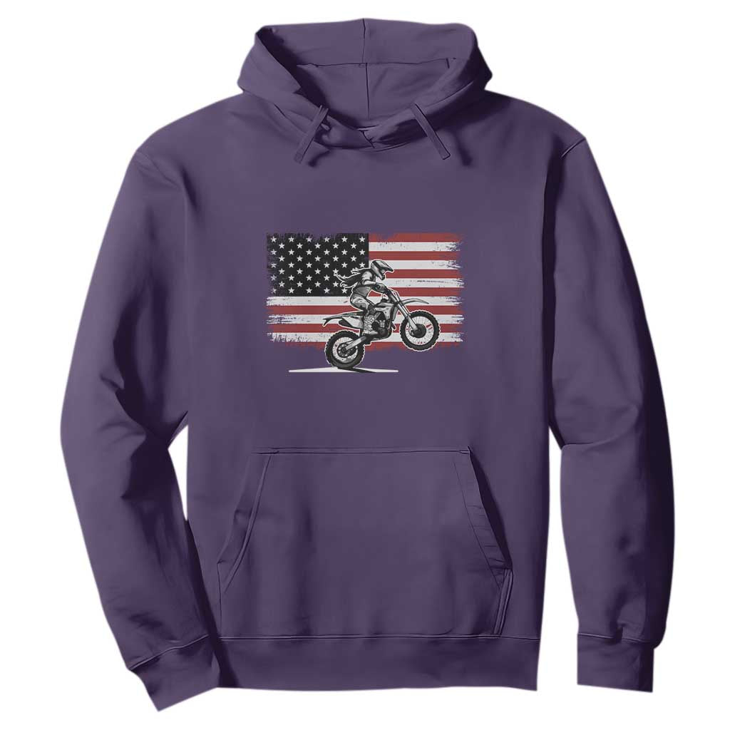 Dirt Bike Woman Rider Hoodie American Flag Motocross Biker TS11 Purple Print Your Wear