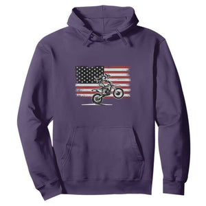 Dirt Bike Woman Rider Hoodie American Flag Motocross Biker TS11 Purple Print Your Wear