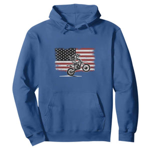 Dirt Bike Woman Rider Hoodie American Flag Motocross Biker TS11 Royal Blue Print Your Wear