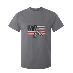 Dirt Bike Woman Rider T Shirt For Kid American Flag Motocross Biker TS11 Charcoal Print Your Wear
