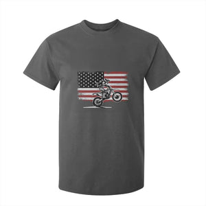 Dirt Bike Woman Rider T Shirt For Kid American Flag Motocross Biker TS11 Dark Heather Print Your Wear